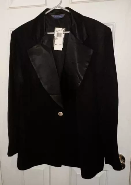 Austin Reed Black Blazer Women’s Tuxedo Jacket Size 18W, Rhinestone button