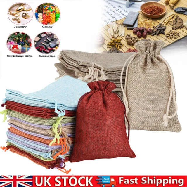 Bags Natural Linen Pouch Drawstring Burlap Jute Jewellery Party Gift Wedding Bag