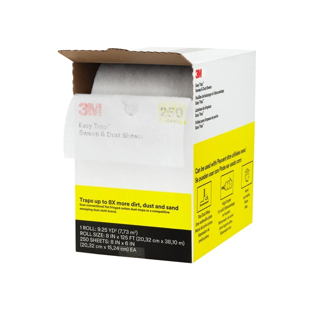 3M Easy Trap Duster Sweep And Dust Sheets, 8" x 6" x 125', 1 Roll, 250 Sheets