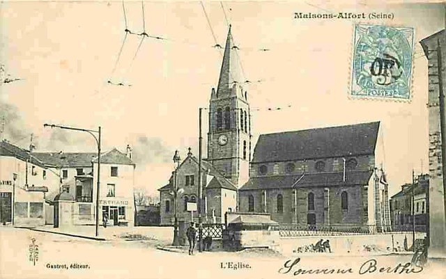 94 - Maisons Alfort - L'Eglise - Animée - Précurseur - Oblitération rare - CPA -