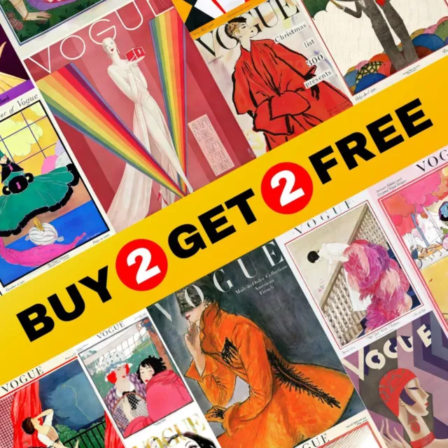 BUY 2 GET 2 FREE Vogue Magazine Cover Posters - Vintage Fashion Art Gift Ideas