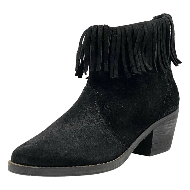 Steve Madden Cavvo Black Suede Fringe Booties Size 8.5