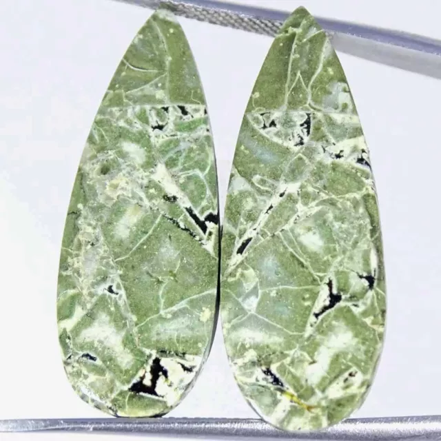 16.10Cts Natural Green Crazy Lace Agate Pear Pair Cabochon Loose Gemstone