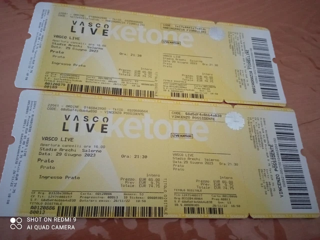 Biglietto Concerto Vasco Rossi STADIO ARECHI 29/06/23