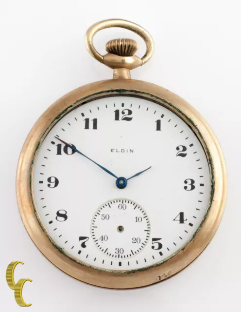 Elgin Antiguo Cara Abierta Oro Llenado Reloj de Bolsillo Gr 303 Tamaño 12 7 Joya