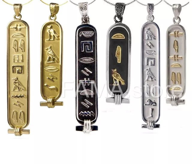 customize Personalized Cartouche Pendant Necklace 14K , 18k Gold and Silver