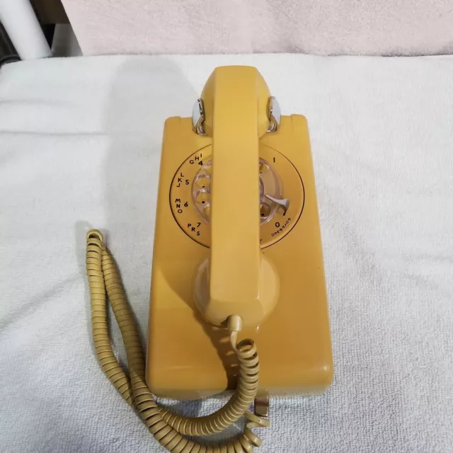 Vintage Itt Yellow Rotary Dial Wall Telephone Untested