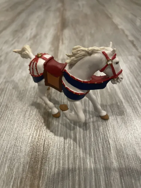 Papo 2001 Red White & Blue Horse Medieval PVC Figurine 5”