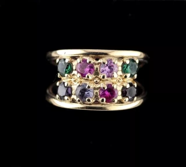 14k Yellow Gold Multicolor gemstone ring size 7.5 Gleamlight