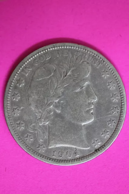 1904 P Barber Liberty Half Dollar Silver Coin Better Grade Philadelphia Mint 58