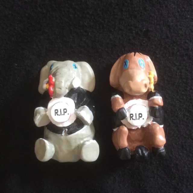 Vintage 1988 Terry Estroid Political Donkey & Elephant Figurines paper weights