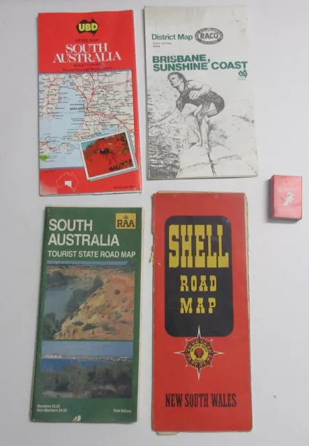 Older ROAD MAPS X 4 :SHELL, SOUTH AUSTRALIA, NEW SOUTH WALES, BRISBANE