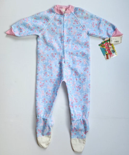 Vintage Screamers Pajamas Size 3T NWT 80s Footie Full Zip Floral Baby