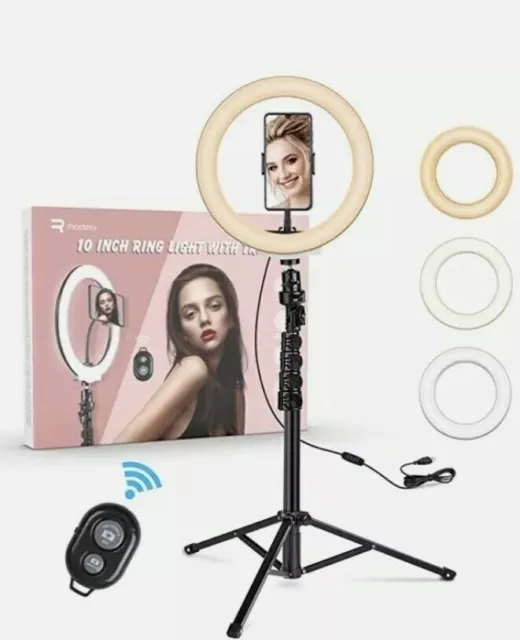 Rhodesy LED Ring Light 10 inch with Tripod Stand Bluetooth Remote control