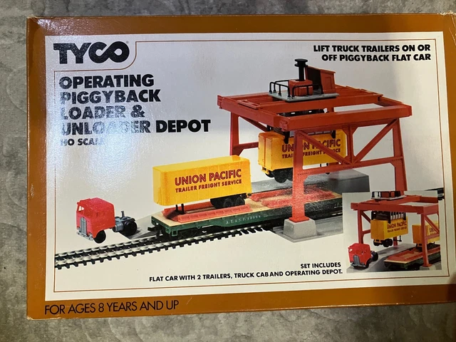 HO SCALE TYCO Operating Piggyback Loader & Unloader Depot, Original Box ...