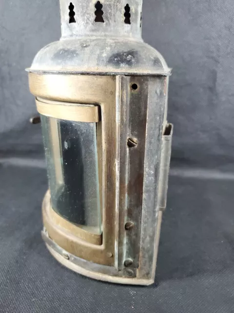 . Perko Perkins Vintage Marine Lamp Co Brass Ship Lantern Wedge Corner Mount 12" 3