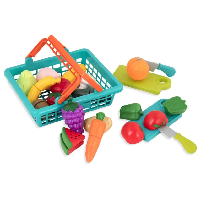 Battat - Cesto della spesa giocattolo con frutta e verdura di imitazione per b