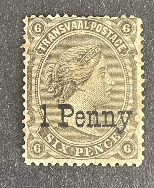 Transvaal 1879. 1d On 6d Olive-Black Stamp (MH)