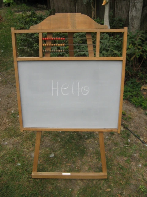 Jouet Ancien : Tableau D'école Avec Boulier En Bois | 41 Cm - Tôle