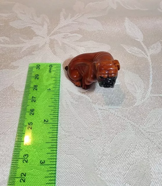 Boxer Puppy Dog Figurine Hard Plastic Made In Hong Kong Appx 1 1/2" x 1 3/4" 3