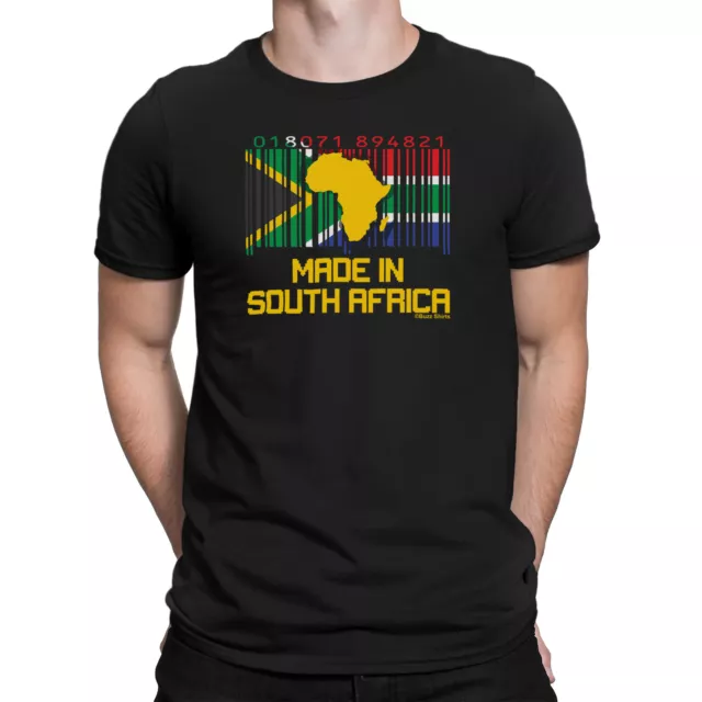 Mens SOUTH AFRICA Organic Eco T-Shirt Cricket BARCODE Flag Rugby Football Gift