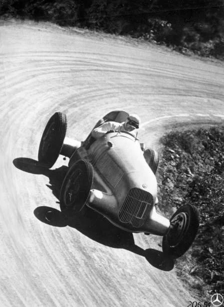 Manfred Von Brauchitsch Driving Mercedes Benz W25 Car Motor Racing Old Photo