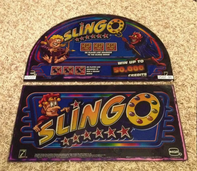 IGT Slot Machine glass == SLINGO == Whole Set of 2 Pieces TOP & BELLY