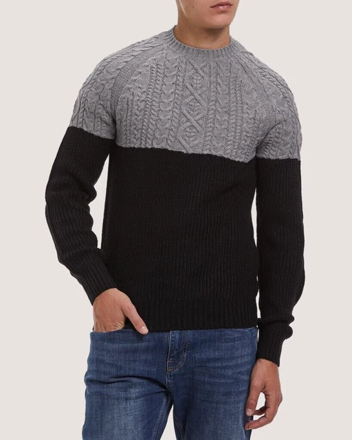 Maglione uomo invernale slim fit maglioncino vintage lana girocollo nuovo da L