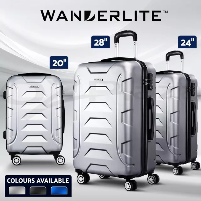 Wanderlite Luggage Set Suitcase 1/2/3pc Travel Trolley TSA Carry On Hardside