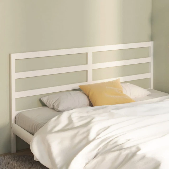 HOMGODAY BED HEADBOARD White 186x4x100 Solid Wood Pine, Bed Backboard