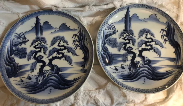 Two Meiji  Or Taisho Yamatoku Signed Arita Imari Charger Plates Rare Japanese