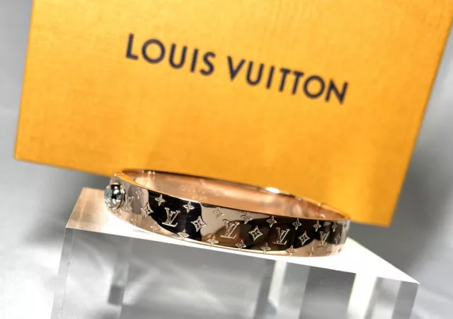 Current Louis Vuitton Nanogram Cuff LV Multi Icon Monograph Bracelet Gold S  size
