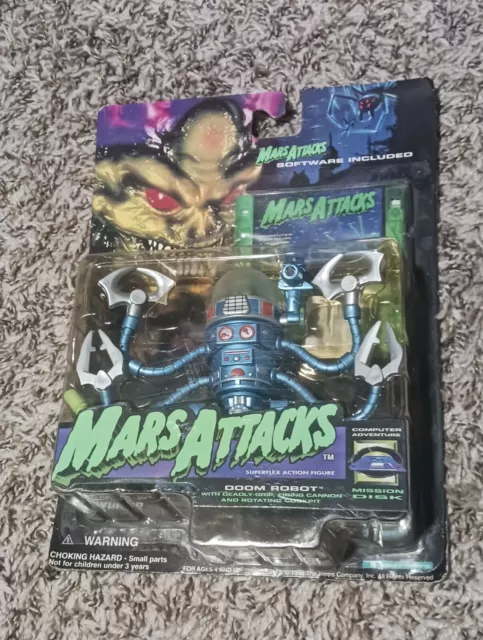 1996 Vintage Trendmasters Mars Attacks Topps Doom Robot Figure New Sealed Rare