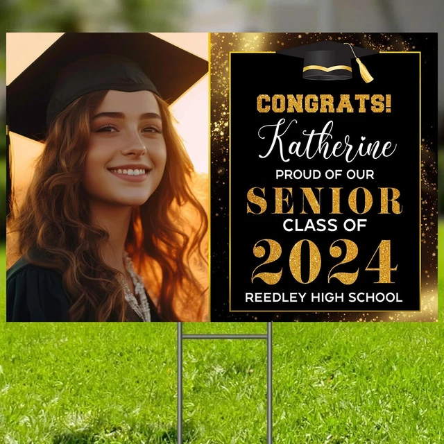 PERSONALIZED GRADUATION YARD Sign 2024 With Photo, Class Of 2024 Yard