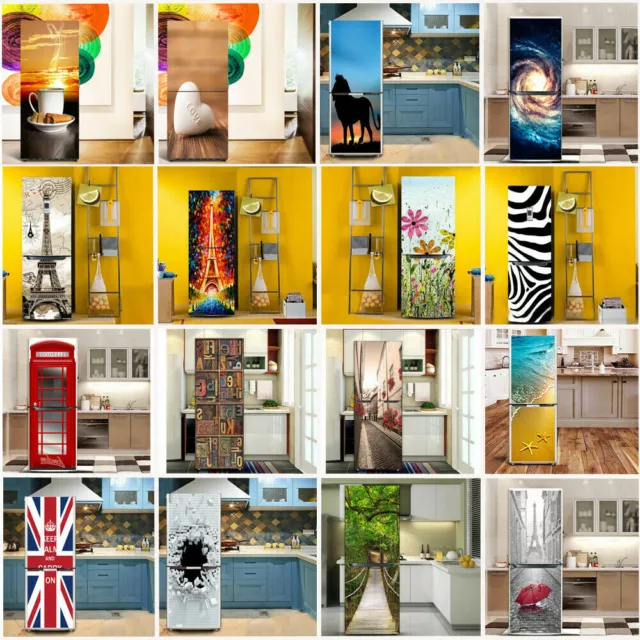 3D Self Adhesive Door Wall Fridge Sticker Wrap Mural Different Style Decoration