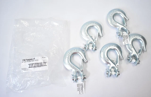 Lot of 5 Campbell Clevis Slip Hook 3/8" w Latch Zinc Plated Grade 43 T9700624
