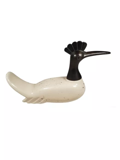 Waterfowl Duck Bird Brass Head Ceramic Speckled Cream Body Feathered Accent