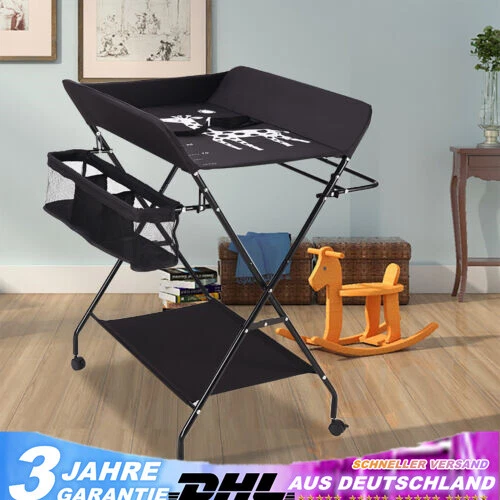 Mobiler Baby Wickeltisch Klappbar Mit Wickelauflage 3 Fcher Mit Mobil Rollen