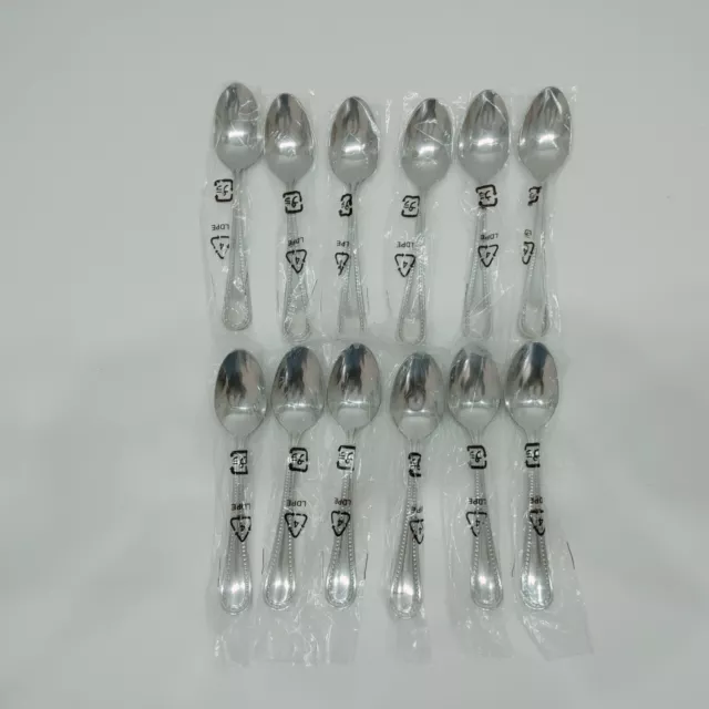 Dinner Spoons with Pearled Edge Stainless Steel Case Pack Of 12 by Amazon Basics