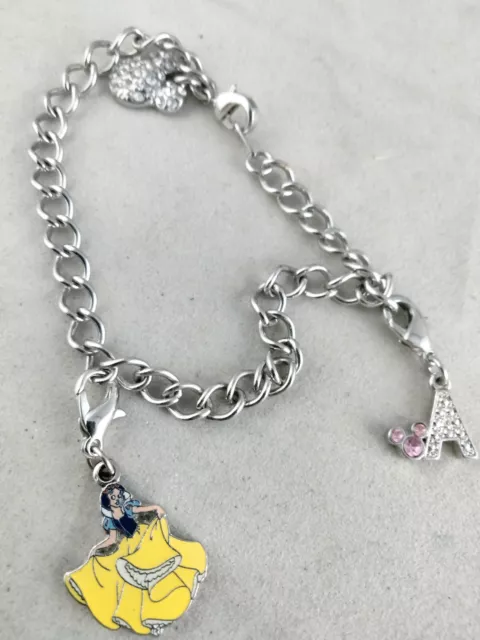 Disney Monogram A - Princess Snow White Castle Charm Bracelet - Mickey Mouse