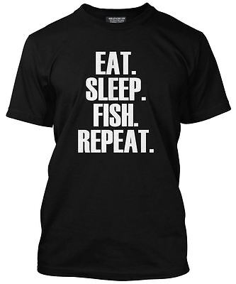 EAT SLEEP FISH ripetere T SHIRT-Pescatore REGALO TUTTI I COLORI TEE T-SHIRT DA UOMO