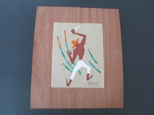 1950S VIRGILIO NABAIS, Art deco Painting on Linen, Brazilian Folk