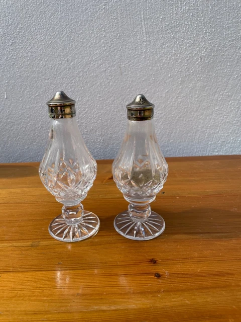 Tyrone Crystal cut glass salt and pepper shakers