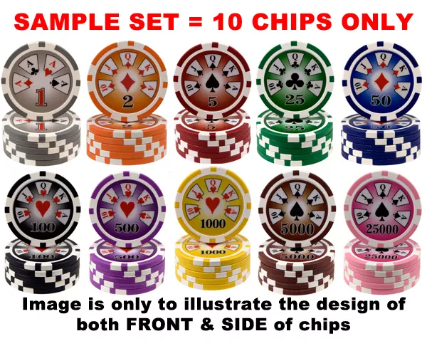 14 Gram Numbered Poker Chips | Sample Set | Royal Flush | UK Stock