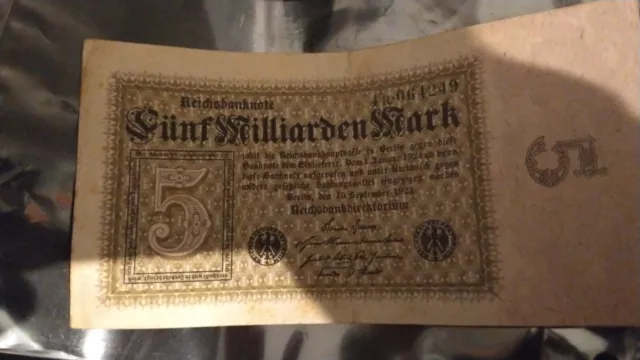 Reichsbanknote 5 Milliarden Mark September 1923