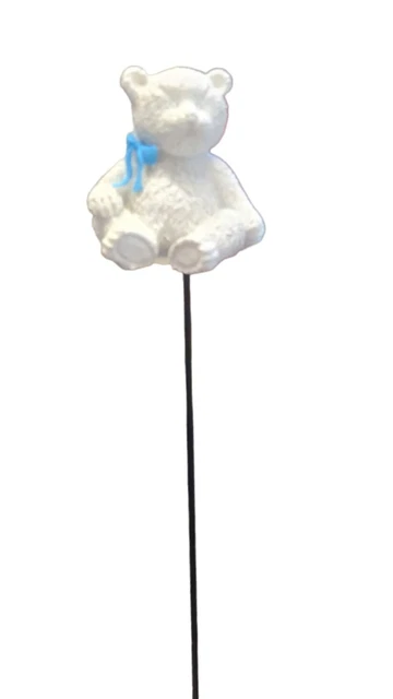 Blu bambino per ragazzo. Orsacchiotto con clip fotografica su bastone. Tomba commemorativa. Bambino