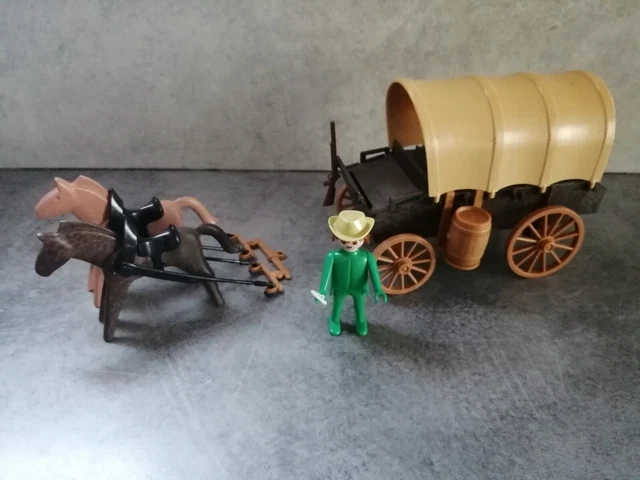 Playmobil vintage farwest, western 3243, le chariot bâché - Jeux & Jouets