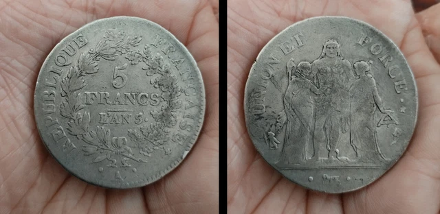 5 francs union et force argent an 5 A