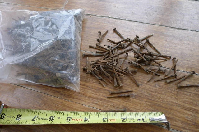 2 Lbs Of Salvage Antique Cut Nails,  1  3/8" For The Greater Part