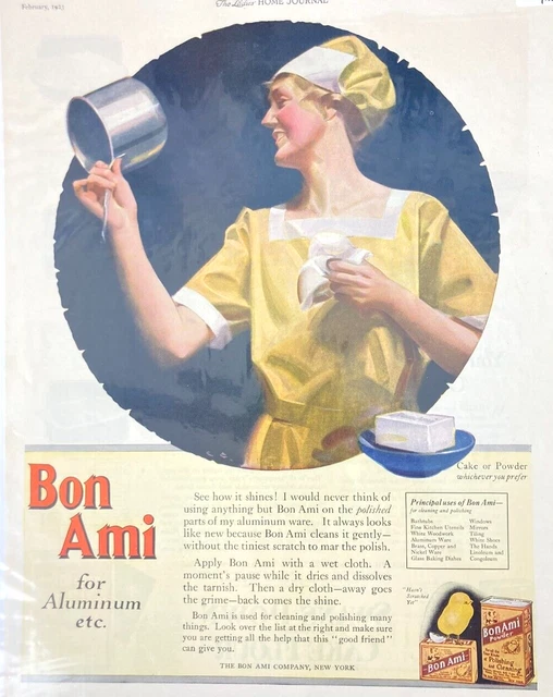 Vintage Bon Ami For Aluminum Etc Cake or Powder  1923 Magazine Print Ad BF15